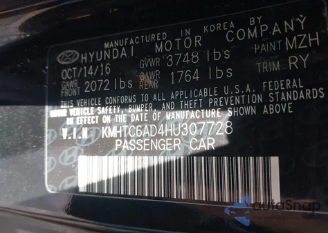 2017 Hyundai Veloster from USA, damaged, VIN KMHTC6AD4HU307728